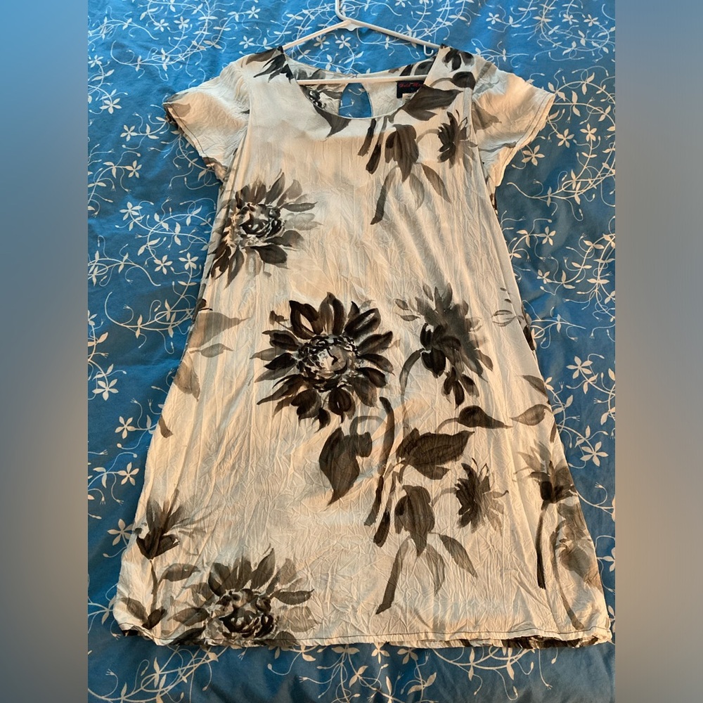 Vintage Hula Moon by JAMS WORLD short sleeve floral summer shift dress (L)